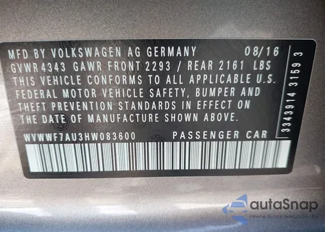 2017 Volkswagen Golf R 4-Door W/Dcc Navigation из США, поврежденный, VIN WVWWF7AU3HW083600